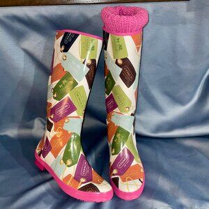 COACH Tall Rain Boot Decorative Hang Tag PAMMIE A7375, Women Size 9b